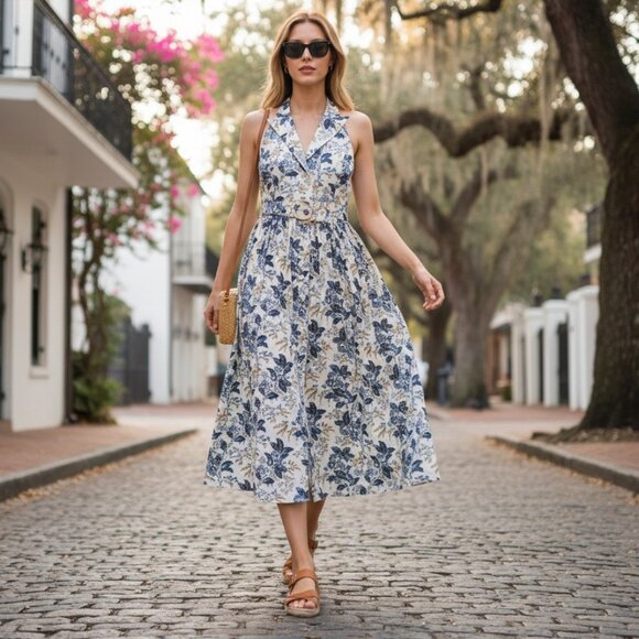 Tuckernuck Dresses & Skirts - Tuckernuck Larkspur Chintz Lena Halter Midi Dress Floral Size 6 NWT